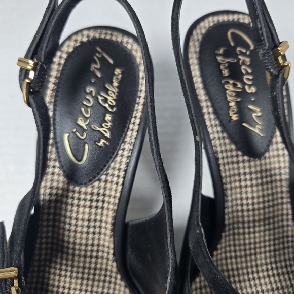 Circus by Sam Edelman Fraya Slingback Black Suede Pumps with Gold Buckles-Size 7 - Picture 14 of 15